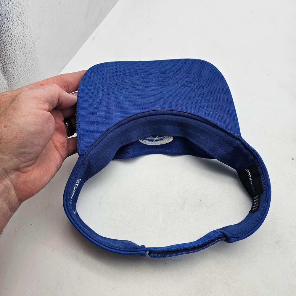 Tidal Wave Hat Visor Strap Back Blue White Embroidered Sport-Tek Mens One Size - Picture 4 of 6